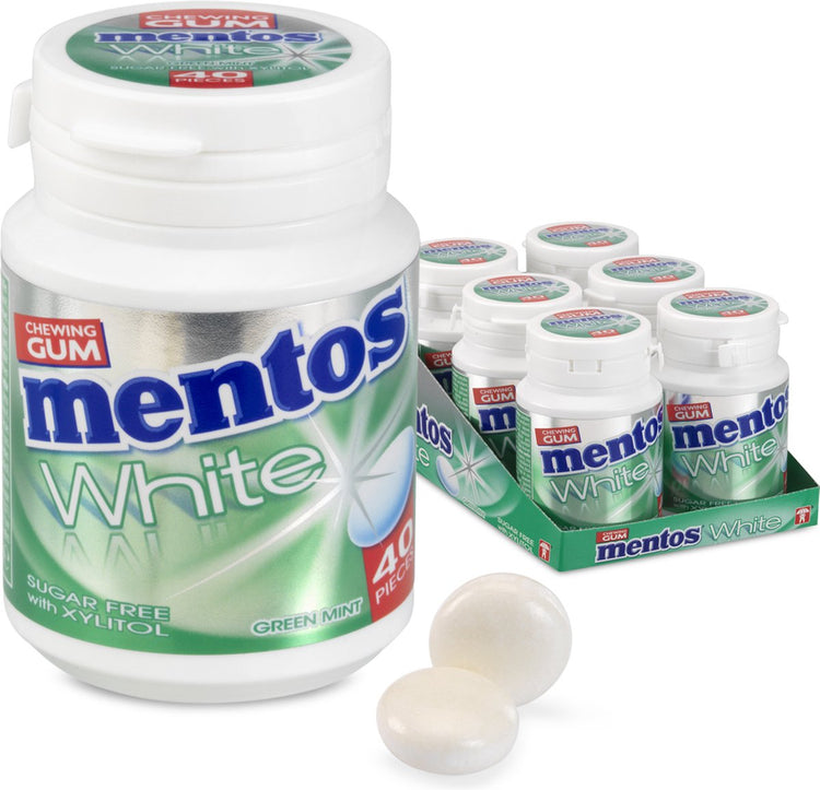 Mentos Kaugummi weiß grün mint – Kaugummi – zuckerfrei – 1x6 Stück