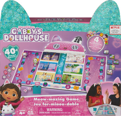 Spin Master Games Gabbys Puppenhaus-Brettspiel – mit 4 Katzenohren-Stirnbändern