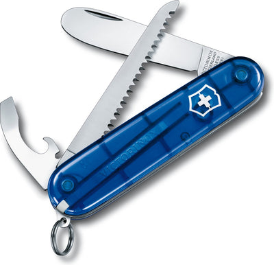 Victorinox mein erstes Kindertaschenmesser – 9 Funktionen – transparent blau – inklusive Umhängekordel