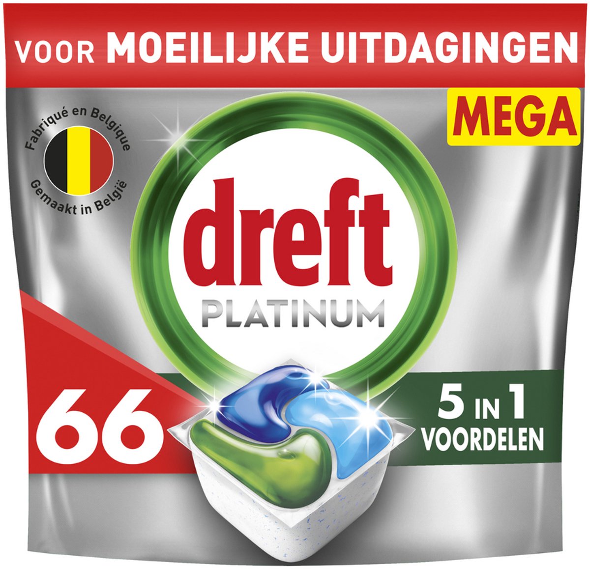 Dreft Platinum All-in-One-Spülmaschinentabletten – Original – 66 Kapseln