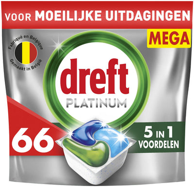 Dreft Platinum All-in-One-Spülmaschinentabletten – Original – 66 Kapseln