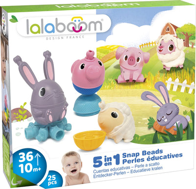 Lalaboom – Lernperlen und Nutztiere – Schaf, Schwein und Kaninchen – 25 Stück