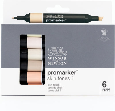 Winsor Newton 0290114 ProMarker™ 6 Hauttöne Set 1 | Professionelle Layoutmarker, Alkoholmarker