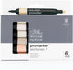 Winsor Newton 0290114 ProMarker™ 6 Hauttöne Set 1 | Professionelle Layoutmarker, Alkoholmarker