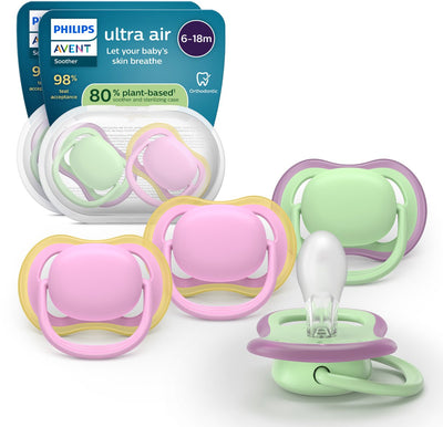 Philips Avent Ultra Air – atmungsaktiver und leichter Schnuller (6–18 Monate) – 4 Stück – scf087 25