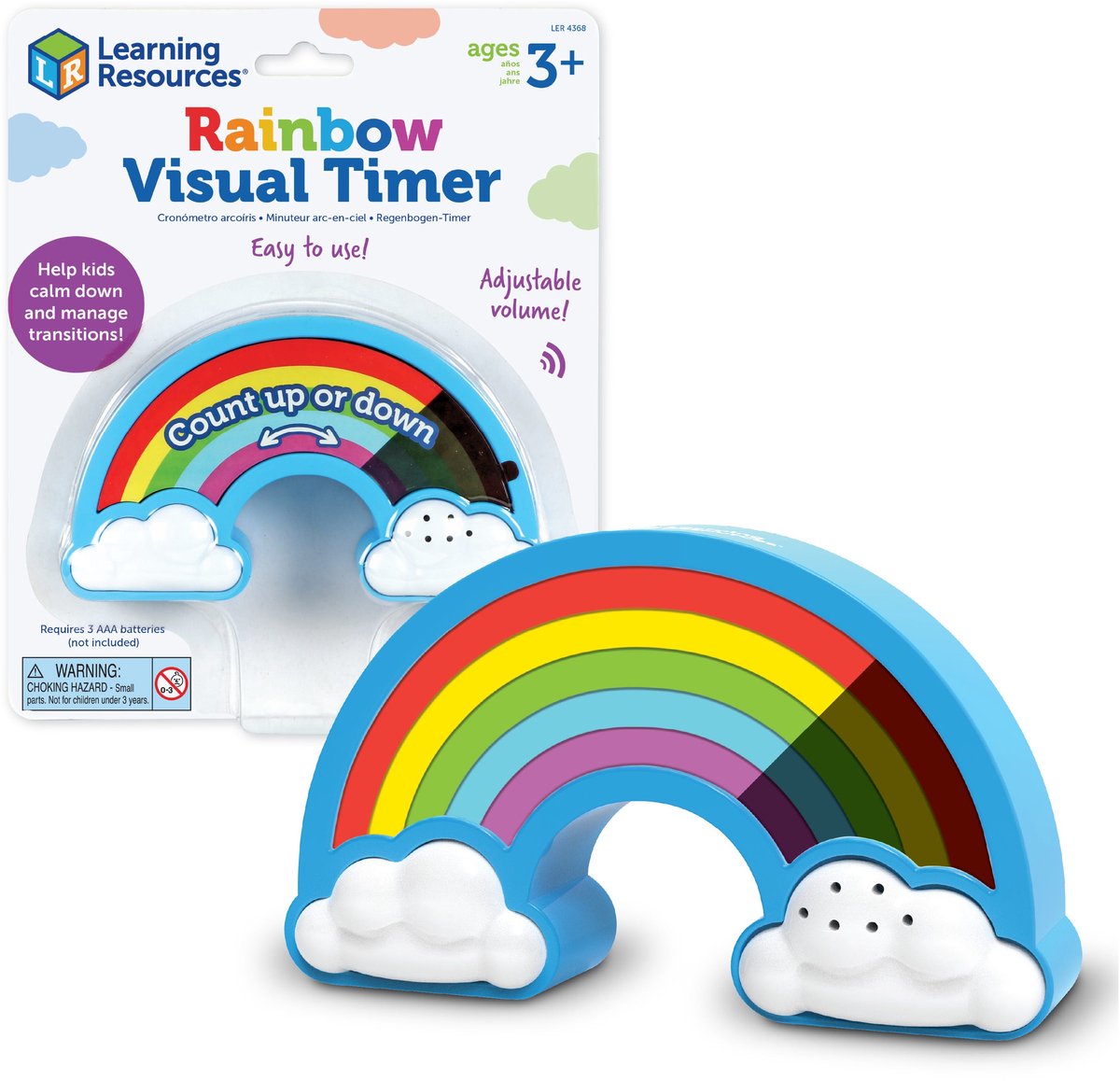 Lernressourcen Regenbogen-Visual-Timer – Visueller Zeit-Timer für Kinder – Regenbogen – 3+