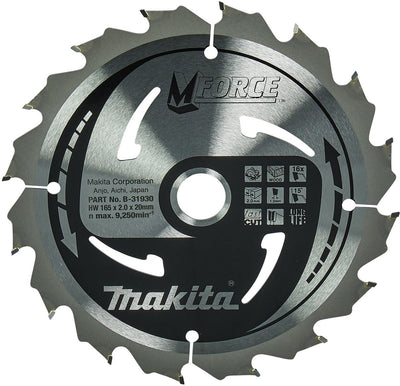 Makita Zubehör Kreissägeblatt | Holz | mforce | 165x20x2,0 16t15g - b-31930