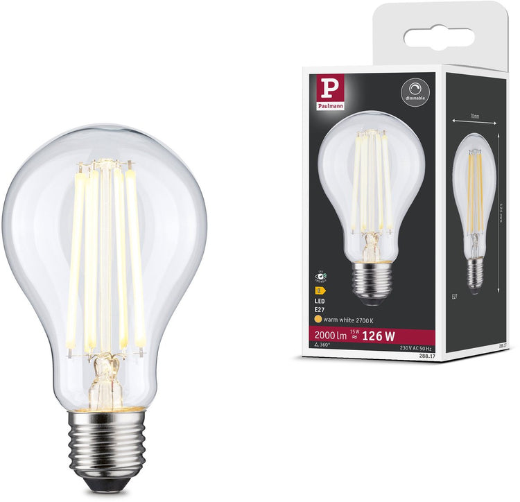 Paulmann Filament 230 V LED-Glühbirne E27 2000 lm 15 W 2700 K dimmbar klar