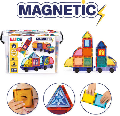 Ludi - Magnettafeln - Magnetfliesen - Themenfahrzeuge - 61 Stück