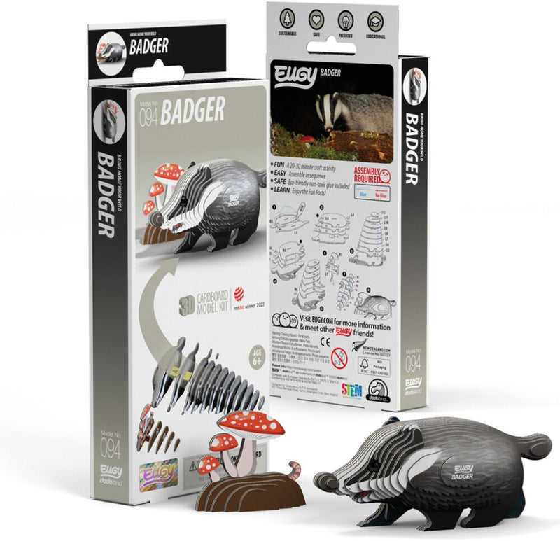 Eugy 3D-Puzzle – Dachs – wilde Tiere – nachhaltig – alle sammeln – 6 Jahre