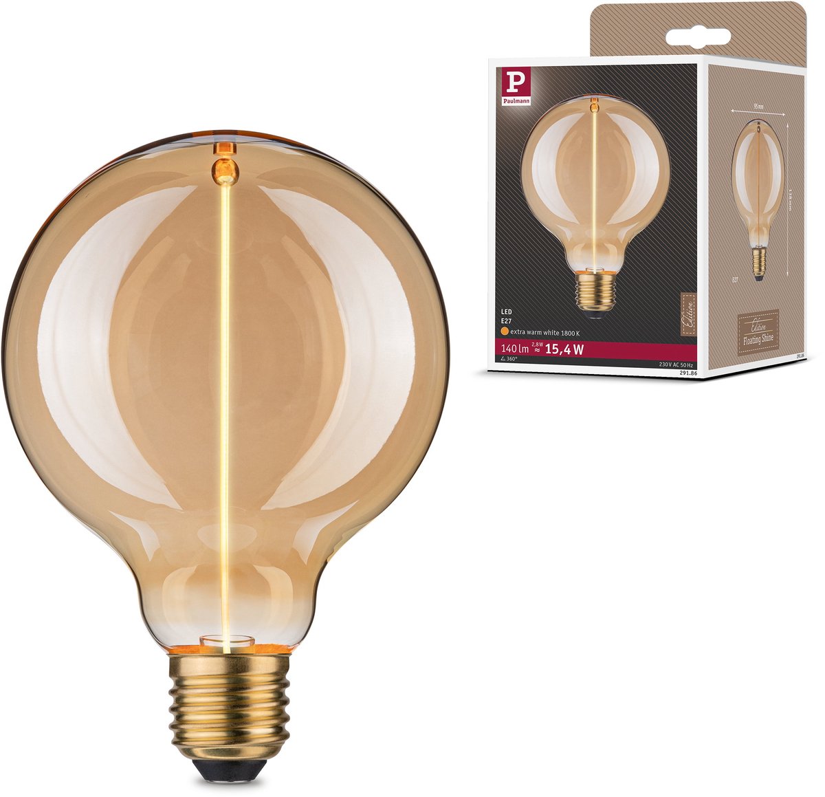 Paulmann Floating Shine Standard 230 V LED-Globus E27 140 lm 2,8 W 1800 Karat Gold
