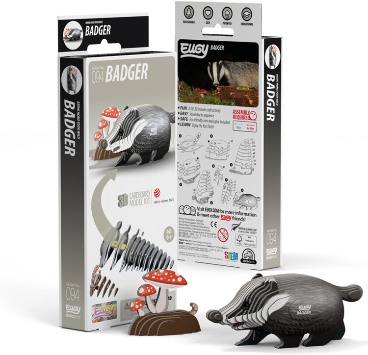 Eugy 3D-Puzzle – Dachs – wilde Tiere – nachhaltig – alle sammeln – 6 Jahre