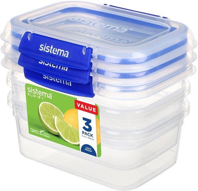 Sistema klip it + Set mit 3 rechteckigen Aufbewahrungsboxen 1l