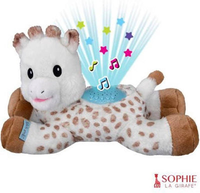 Sophie die Giraffe Schlaflied Licht träumt Kuscheltier - Sternenprojektor - Musikfunktion mit 15 Melodien - mit Lautstärkeregler - Abschaltautomatik - inklusive Batterien - 32x17x20 cm
