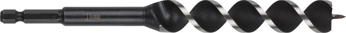 Wolfcraft – 16-mm-Schlangenbohrer für Holzbalken – 165 mm – Holzbohrer mit Sechskantschaft – Sechskant – Bohrer für Holz – 7136000