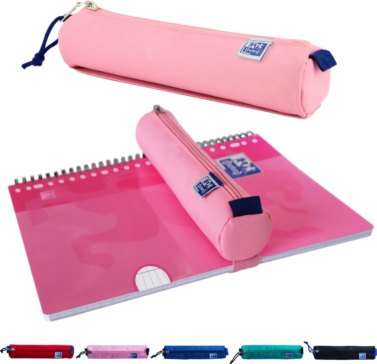 Oxford-Federmäppchen – rosa mit Gummizug – rundes Federmäppchen 22 cm – Federmäppchen für Jungen – Federmäppchen für Mädchen