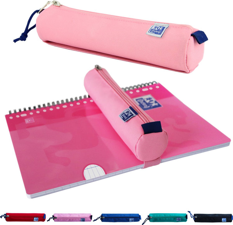 Oxford-Federmäppchen – rosa mit Gummizug – rundes Federmäppchen 22 cm – Federmäppchen für Jungen – Federmäppchen für Mädchen
