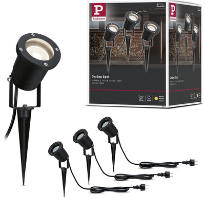 Paulmann LED Gartenstrahler IP65 rund 92 mm 3000k 3x3,5w 3x230lm 230v 38° schwarz Aluminium