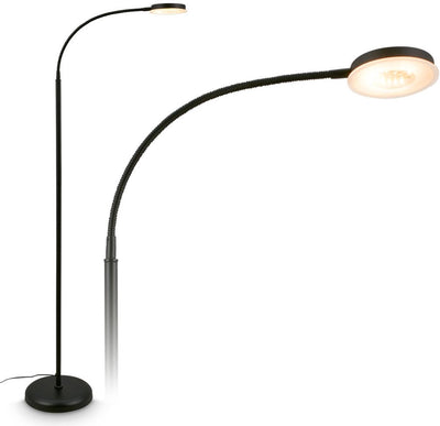 B.k.licht briloner megg – LED Stehleuchte – dimmbar schwenkbar – 125,5 cm hoch – warmweißes Licht Schreibtischlampe – moderne Stehleuchte – Leselampe für Wohnzimmer – Schwarz