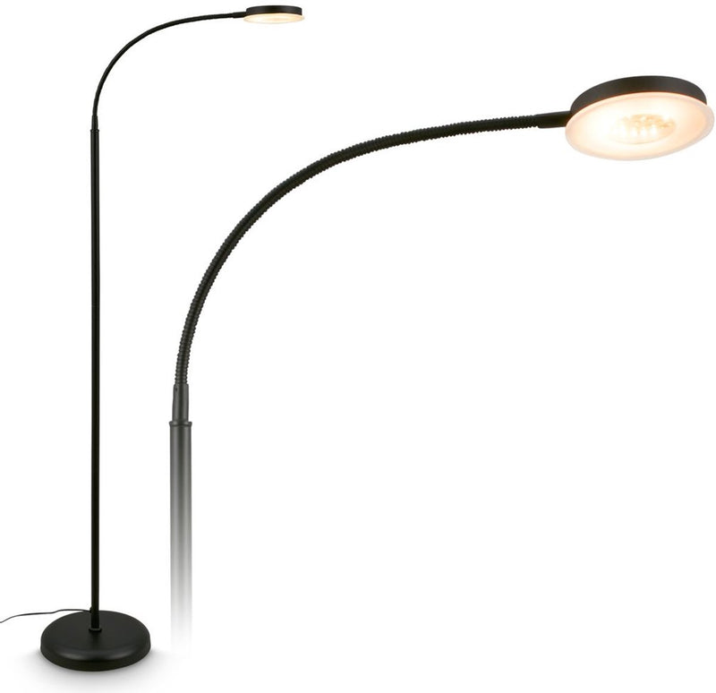 B.k.licht briloner megg – LED Stehleuchte – dimmbar schwenkbar – 125,5 cm hoch – warmweißes Licht Schreibtischlampe – moderne Stehleuchte – Leselampe für Wohnzimmer – Schwarz