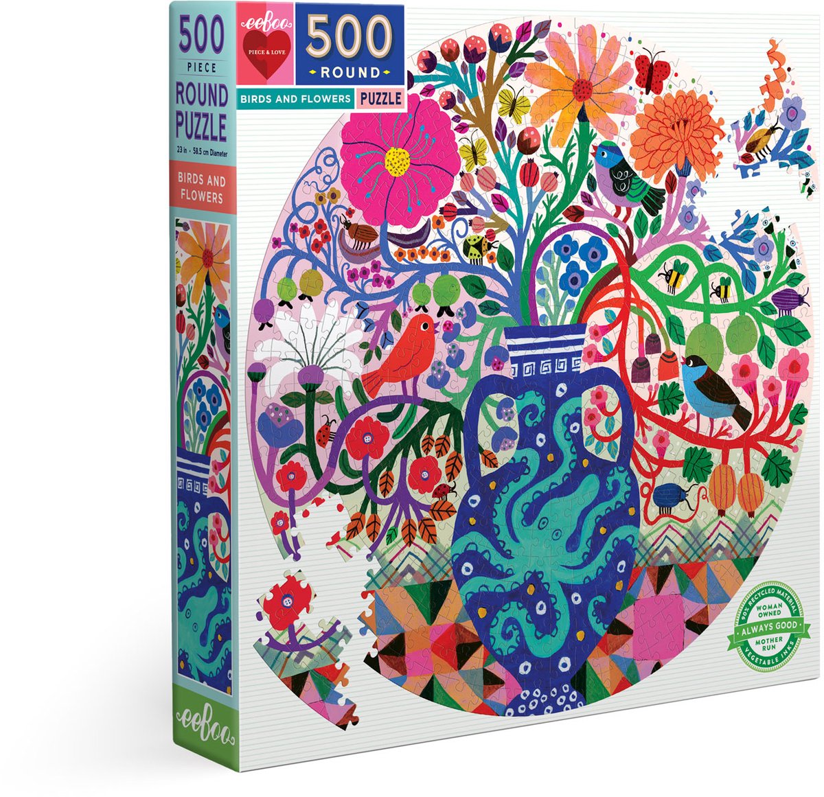 Eeboo-Vögel und Blumen (500).