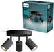 Philips Wyatt Aufbaustrahler – LED-Gu10-Fassung – ausrichtbar – 3 Lichtpunkte – runde Grundplatte – Clickfix – schwarz