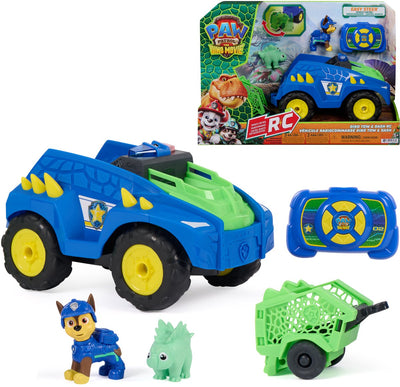 Paw Patrol: Der Dino-Film, Dino Tow Dash RC, einfach ferngesteuertes Fahrzeug mit Chase- und Stegosaurus-Actionfiguren