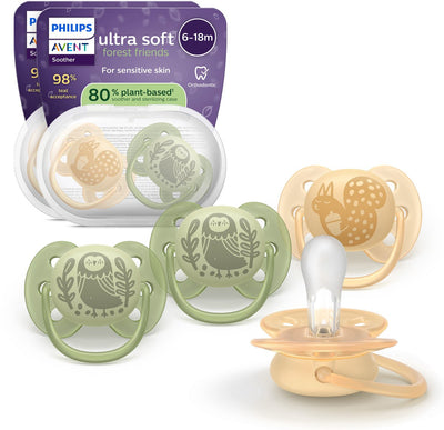 Philips Avent Ultra Soft – superweicher Silikonschnuller (6–18 Monate) – für empfindliche Haut – 4 Stück – scf091 52