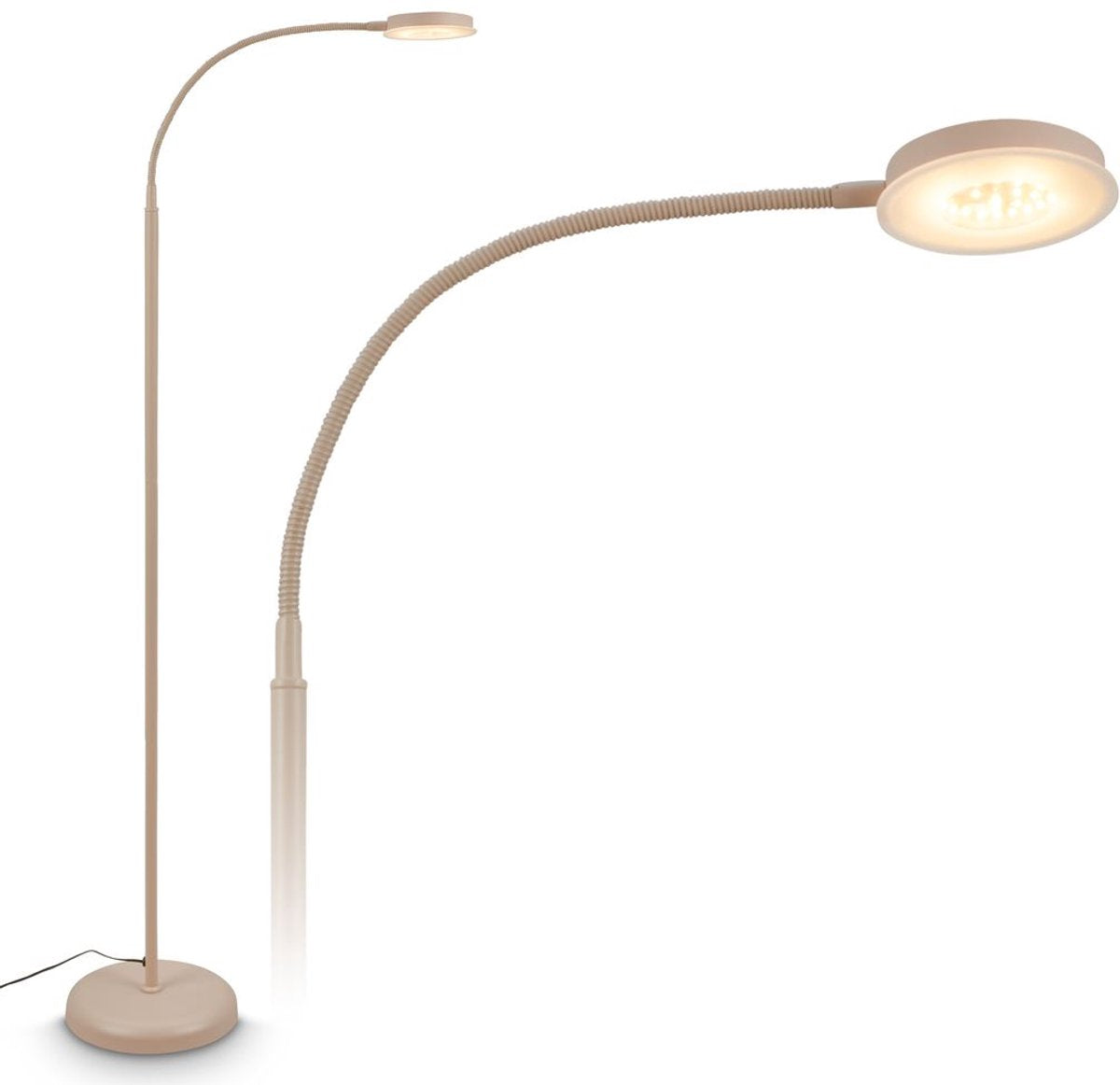 B.k.licht briloner megg – LED Stehleuchte – dimmbar schwenkbar – 125,5 cm hoch – warmweißes Licht – moderne Stehleuchte – Leseleuchte für Wohnzimmer – Beige