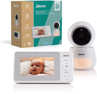 Alecto Babyphone mit Kamera – dvm2043 – 4,3-Zoll-Bildschirm – Fernbedienung – erweiterbar auf 4 Kameras – Nachtlicht – Weiß