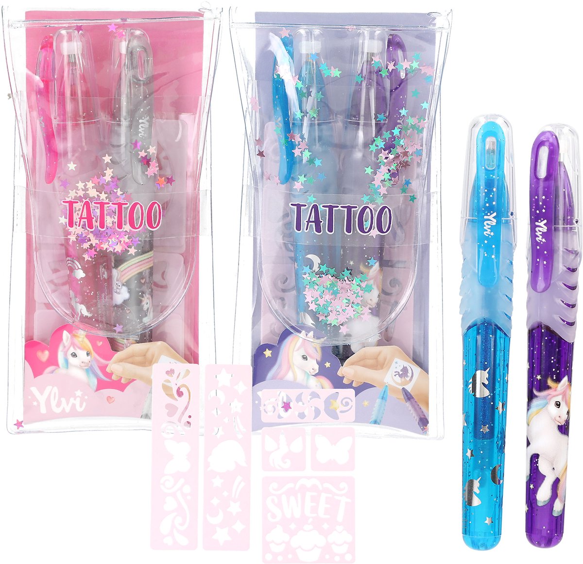 Depesche – Ylvi Tattoo Glitzer-Gelstifte – 1 Set