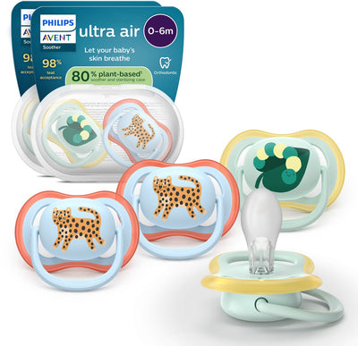 Philips Avent Ultra Air – atmungsaktiver und leichter Schnuller (0–6 Monate) – 4 Stück – scf087 19