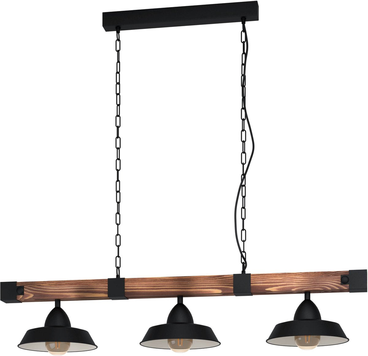 Eglo Oldbury Hängelampe – 3-flammig – E27 schwarzbraun – FSC-Holz