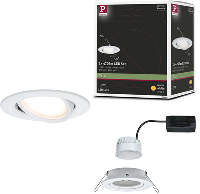 Paulmann LED Einbauleuchte Nova Coin Einzelleuchte schwenkbar rund 84 mm 50° Coin 6W 470lm 230V 2700K weiß matt