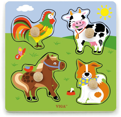 Vigatoys Viga Toys Kopfpuzzle Bauernhoftiere Junior 22,5 x 22,5 cm Holz