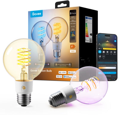 Govee G80 Smart Edison LED-Glühbirne E27 RGBWW Matter 500 lm 2 Stück
