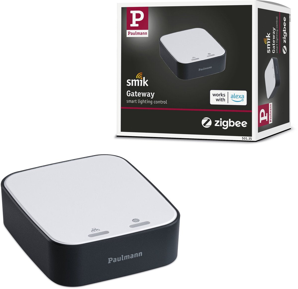 Paulmann Smart Home ZigBee 3.0 Gateway Smik – Weiß Anthrazit – App-Sprachsteuerung – für ZigBee-Beleuchtung