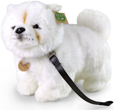 Rappa Öko-Kuscheltier Chow Chow 30 cm – realistisches Kuscheltier aus recycelten PET-Flaschen – weiß