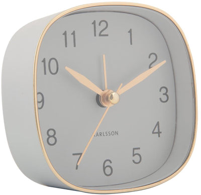 Karlsson Reisewecker quadratisch – mausgrau – 8,5 x 8,5 x 8,5 cm – modern – Wecker für Schlafzimmer – Wecker
