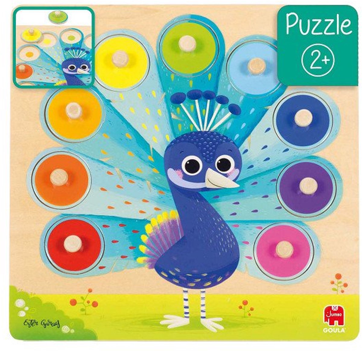 Jumbo Goula - Holz-Studenpuzzle Pfau, 9-tlg.