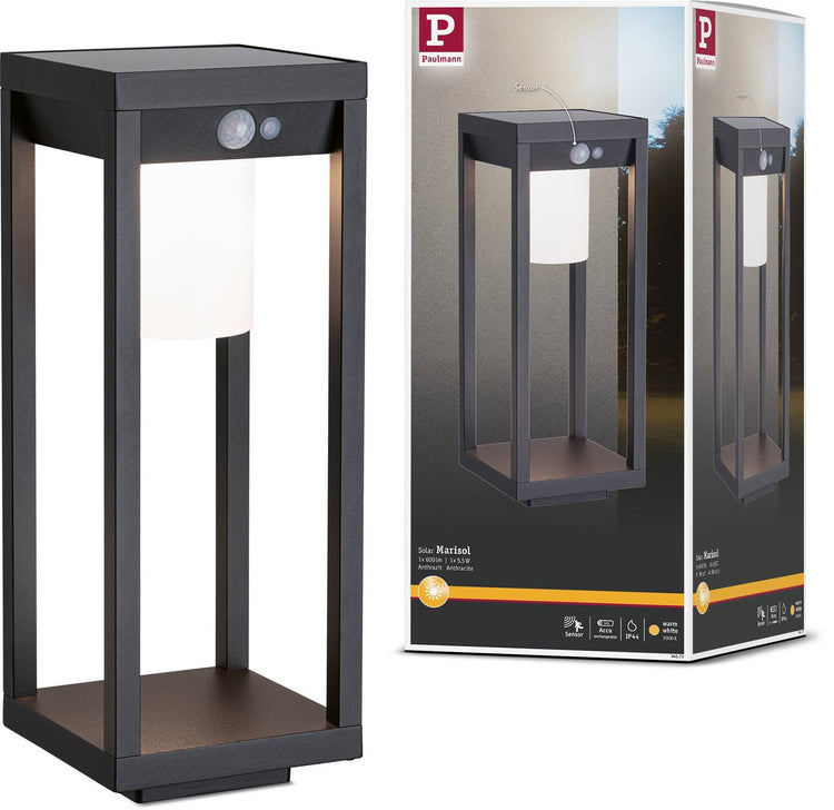 Paulmann Solar LED Lichtobjekt Solar Marisol Bewegungsmelder IP44 3000k 350lm schwarz