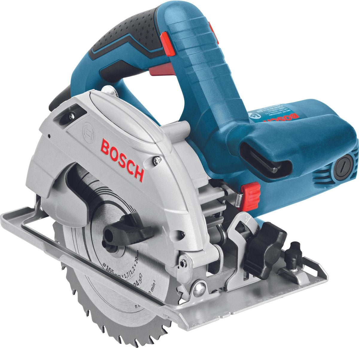Bosch Kreissägemaschine GKS 165 (Absaugadapter, HM-Sägeblatt 165 mm ø, Innensechskantschlüssel SW 5, Parallelanschlag)