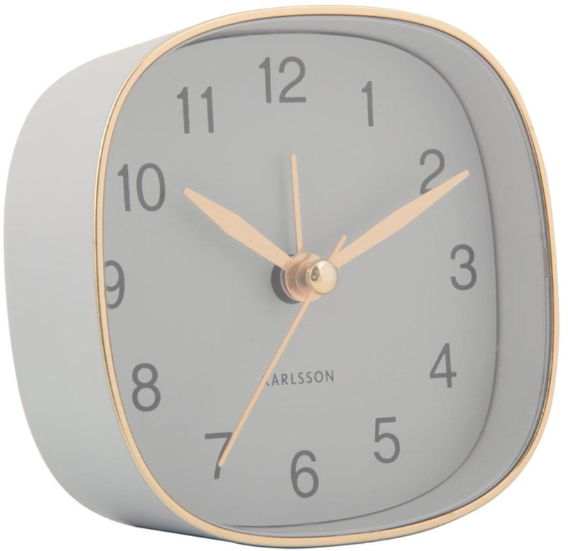 Karlsson Reisewecker quadratisch – mausgrau – 8,5 x 8,5 x 8,5 cm – modern – Wecker für Schlafzimmer – Wecker