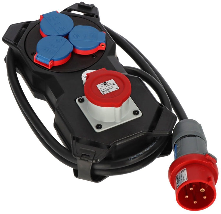 Brennerstuhl Verteilerblock 16a Stromverteiler für den Einsatz auf Baustellen und den dauerhaften Außeneinsatz IP44 (Stromverteiler 2m H07rn-F 5G2,5 Kabel, für Wandmontage geeignet, Made in Germany)