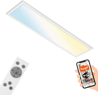 Briloner Piatto S – CCT-LED-Deckenleuchte – dimmbar – CCT – 28 W – 3000 lm – weiß – 100 x 25 x 6,6 cm