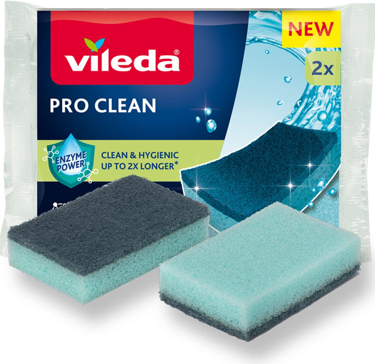 Vileda pro clean – Küchenreinigungsschwamm – Enzyme – hohe Chlorierbarkeit – 2 Stück