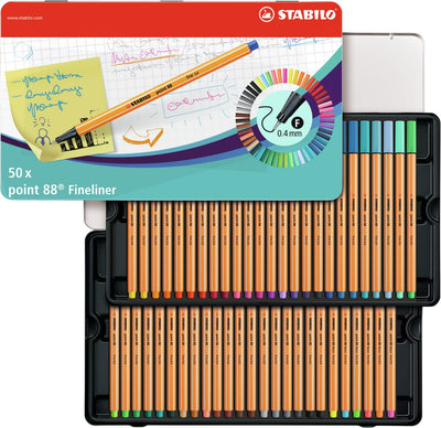 Stabilo Point 88 Metall Box Fineliners, 50.