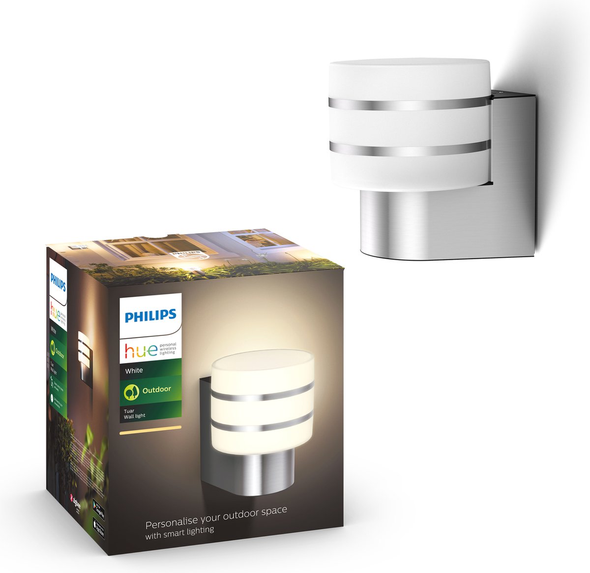 Philips Hue Tuar Wandleuchte – warmweißes Licht – Aluminium