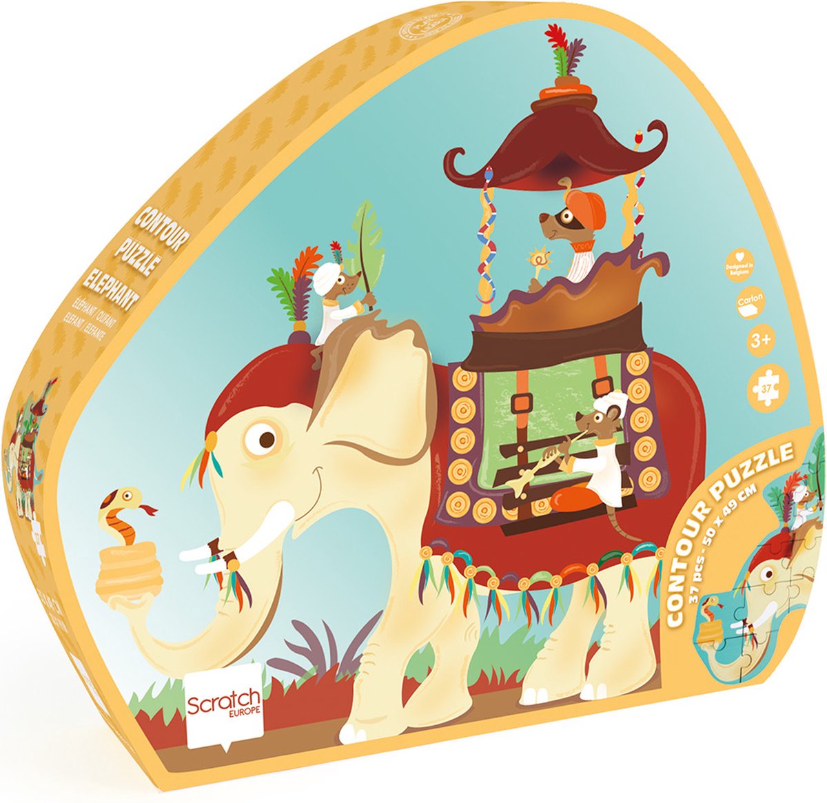 Kratzkonturpuzzle - Elefant - 50x48,5x0,25cm - 37 Teile - 3 Jahre