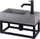 Differnz Jukon Brunnenset - 38,5x18,5x9cm - Rechteck - 1 Hahnloch - Schwarz matt - mit schwarzem Rahmen - Grau
